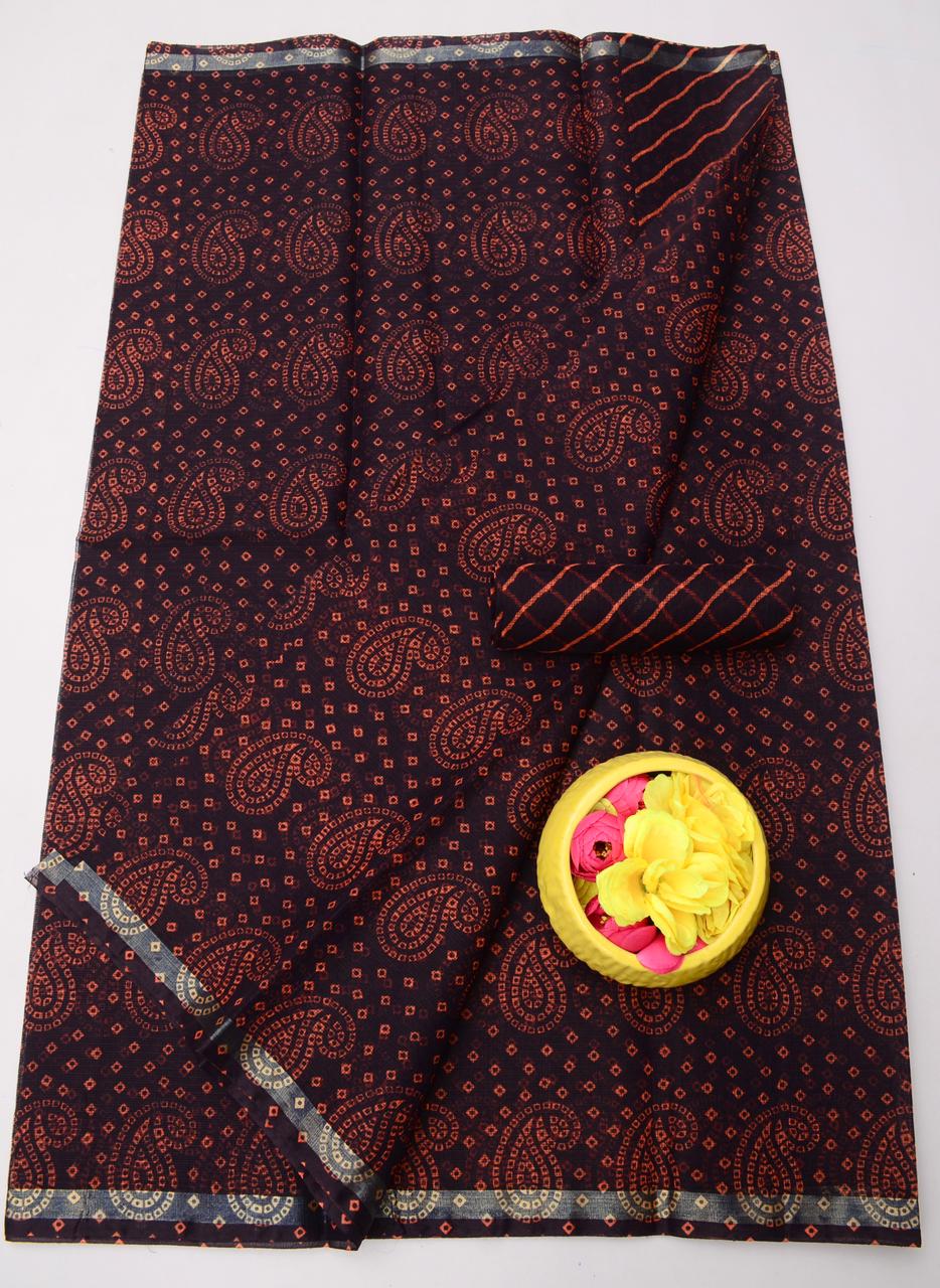 Kota Doria Bandhej Leheriya Saree