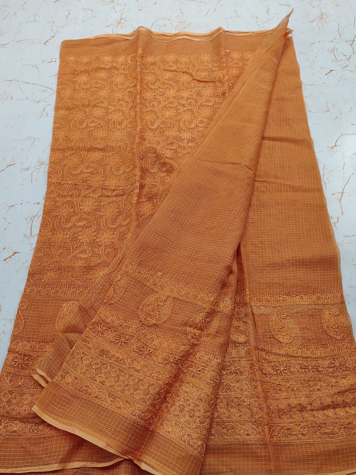 Kota Doria Pure Cotton Self Embroidery Saree