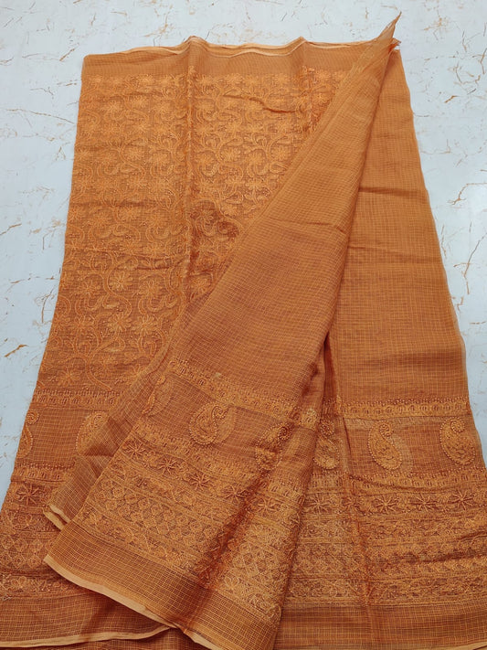 Kota Doria Pure Cotton Self Embroidery Saree