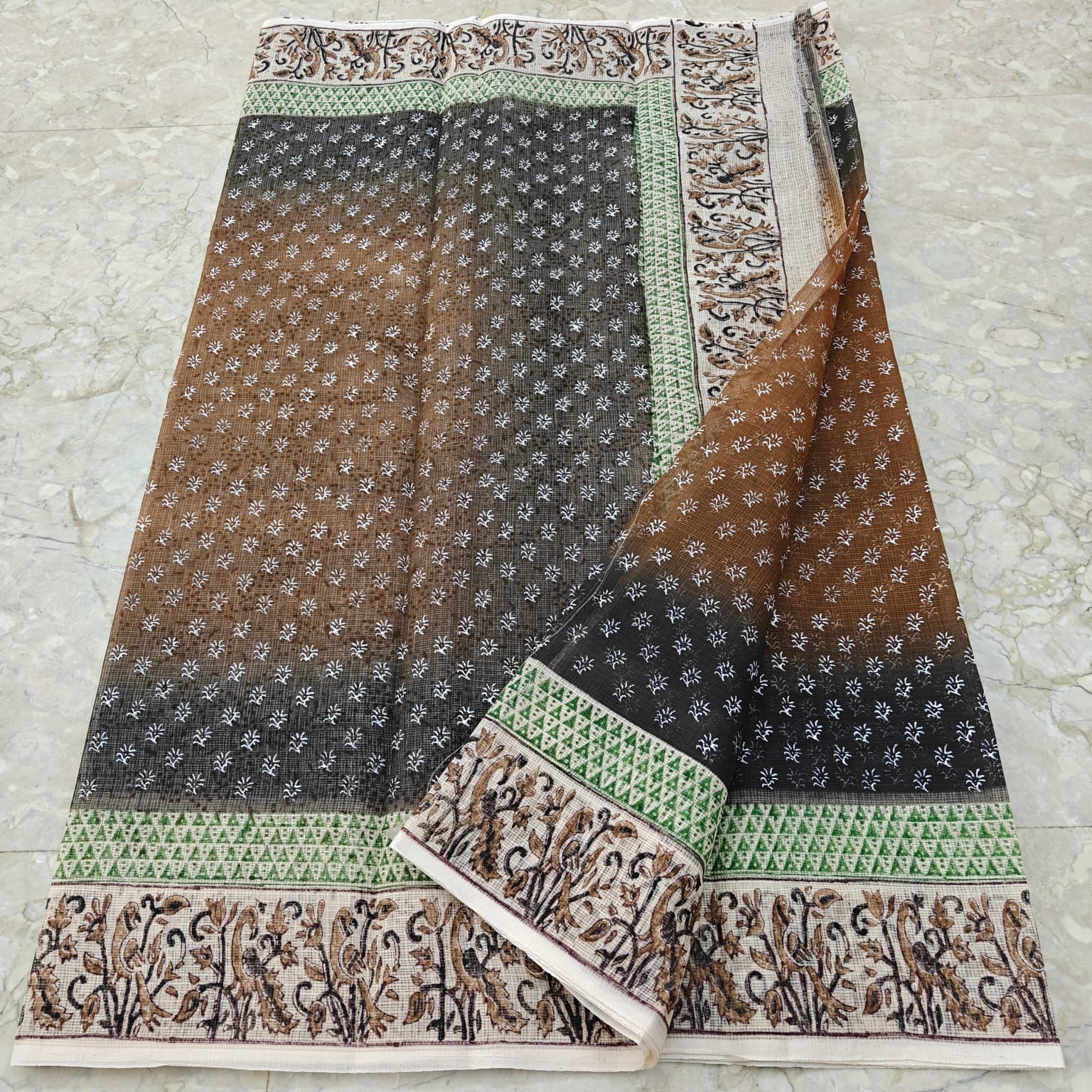 Kota Doria Hand Block Print Saree
