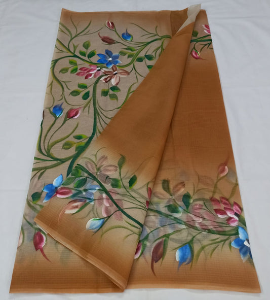 Kota Doria Hand Painting Saree
