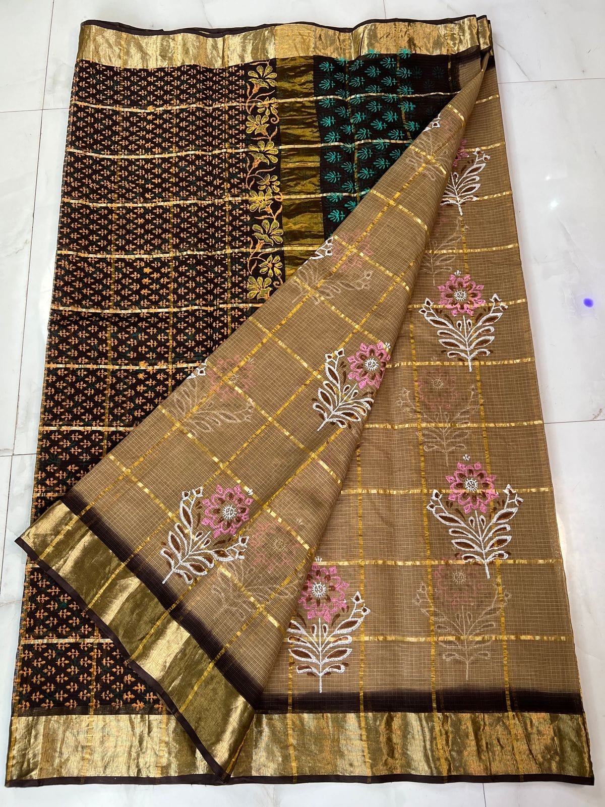 Premium Pure Cotton Kota Doria Printed Saree