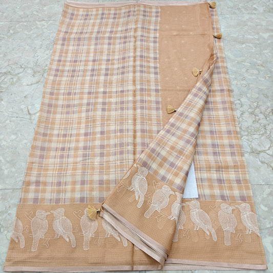 Soft Silk Kota Printed Saree with Embroidery Work