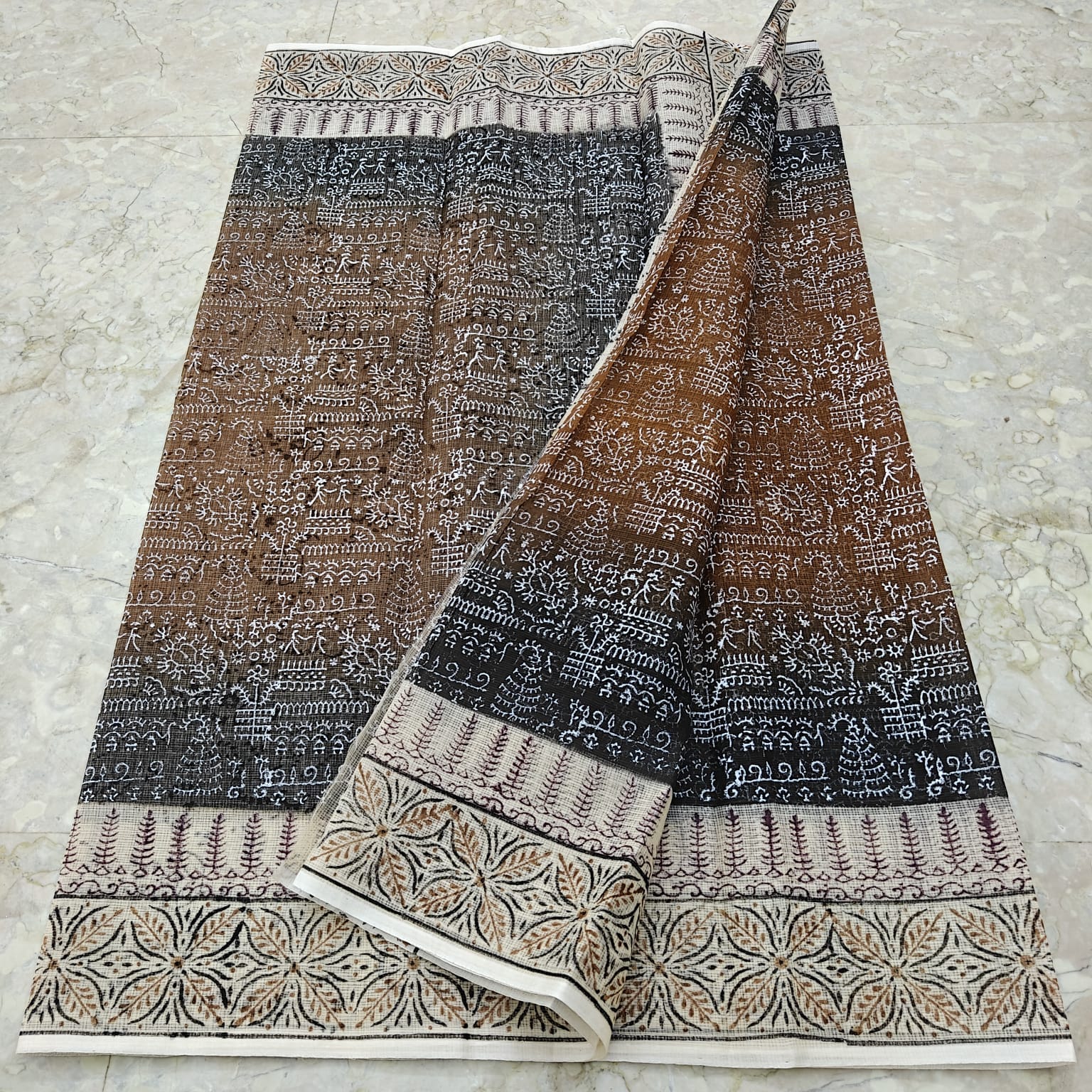 Kota Doria Hand Block Print Saree