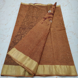 Pure Cotton Kota Doria Saree with Self Embroidery