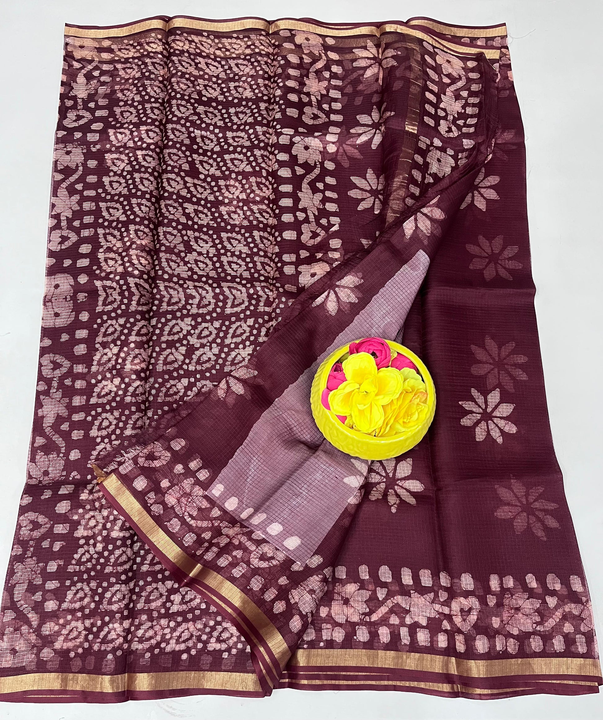 Pure Silk Kota Doria Hand Batik Saree
