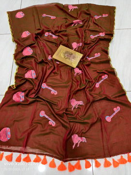 Embroidery Mulmul Cotton Saree