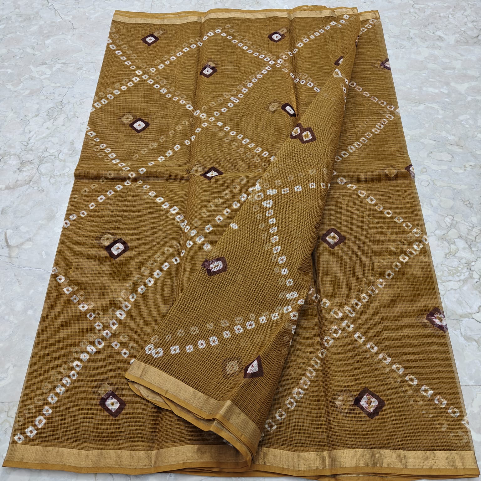 Kota Doria Pure Cotton Hand Bandhej Saree