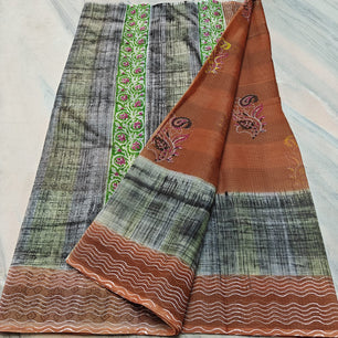 Kota Doria Hand Block Print Saree