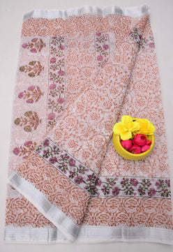 Kota Doria Hand Block Print Saree