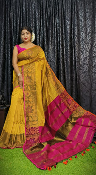 Handloom Copper Zari Meena Saree