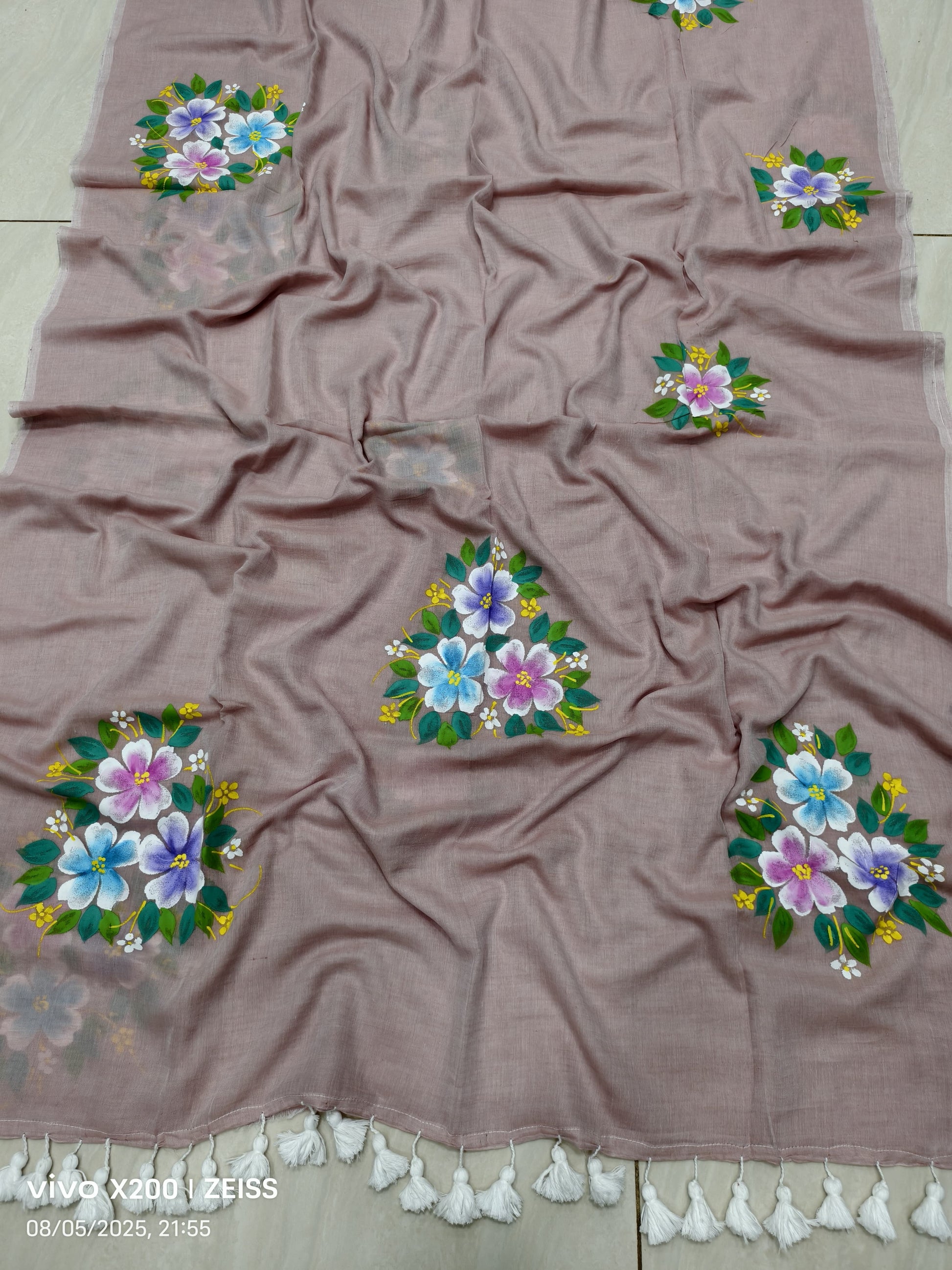 Mulmul Cotton Hand-Painted Saree