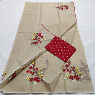 Kota Doria Saree with embroidery