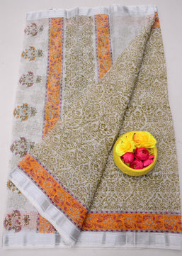 Kota Doria Hand Block Print Saree