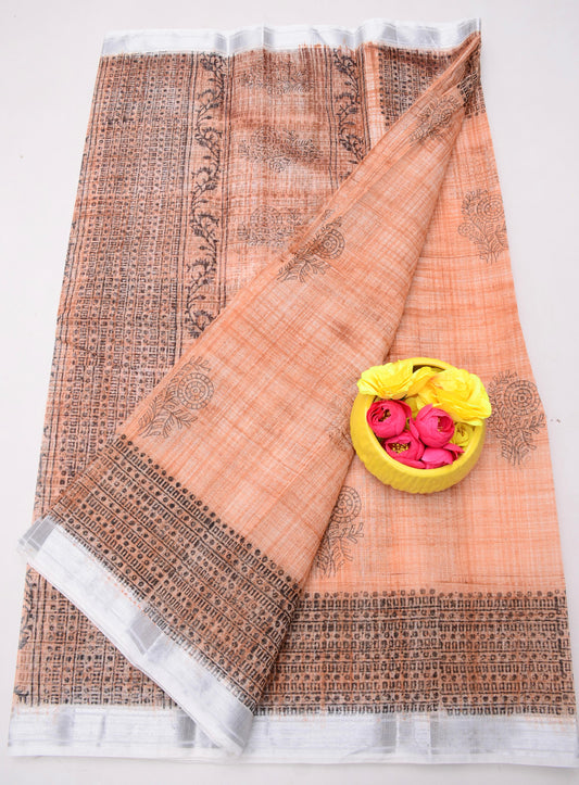 Kota Doria Hand Block Print Saree