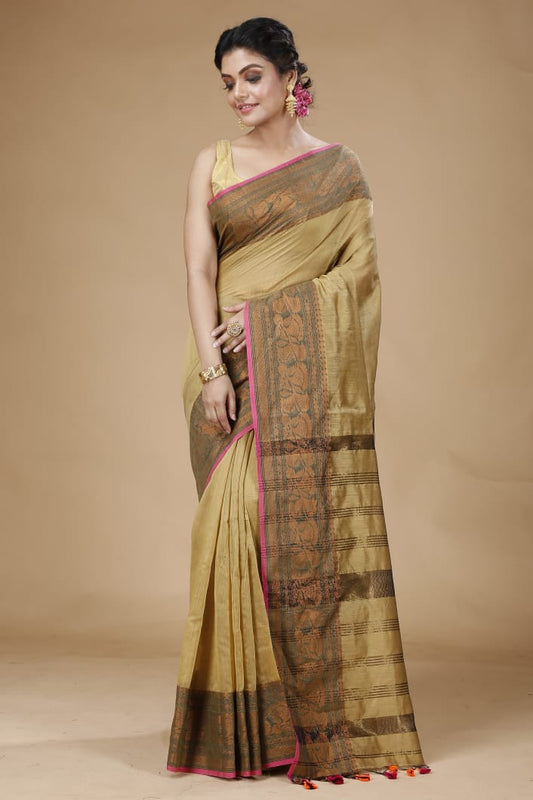 Handloom Pata Copper Zari Saree