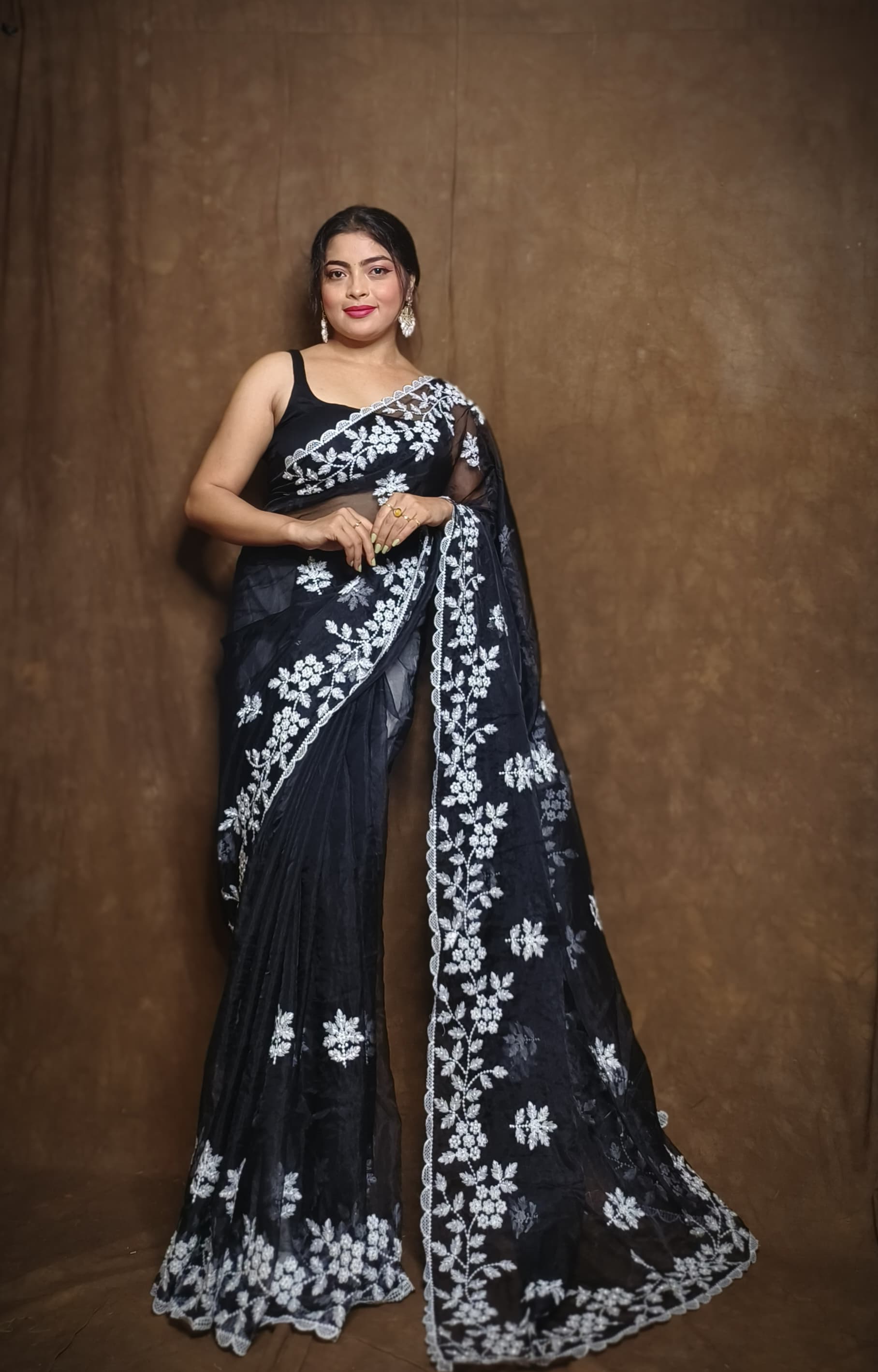 Premium Chiffon Saree with Hakoba Resham Blouse Piece