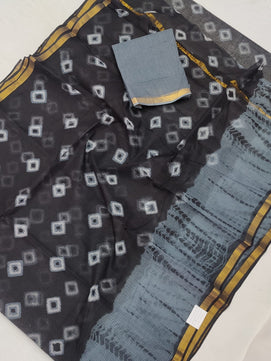 Kota Doria 100% Pure Cotton Hand Batik Bandhej Saree