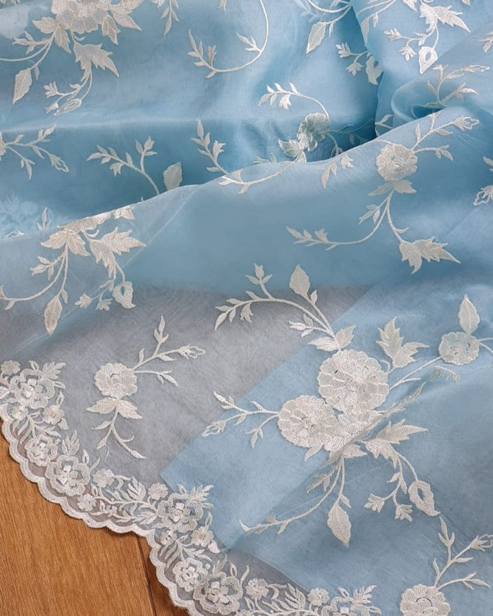 Kora Organza Saree with Embroidery Work