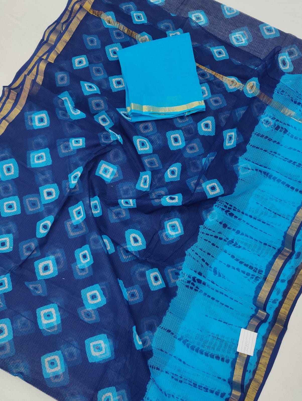 Kota Doria 100% Pure Cotton Hand Batik Bandhej Saree