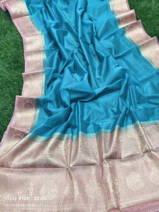 Plain Organza Saree with Border
