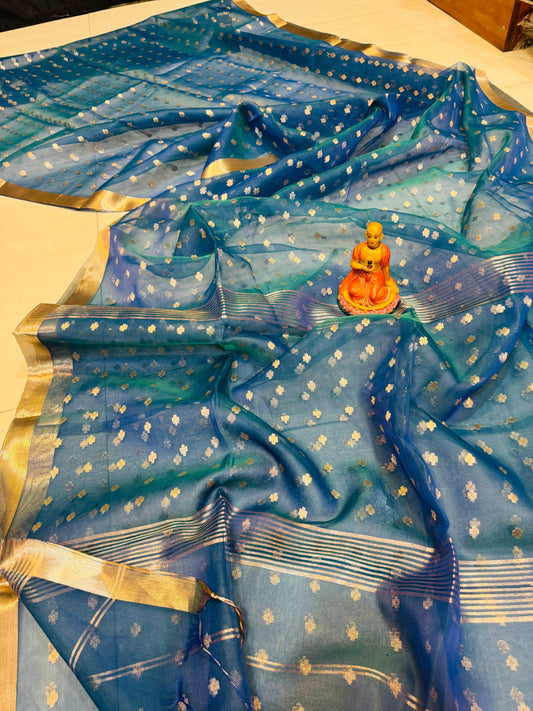 New Exclusive Organza Muslin Buti Saree