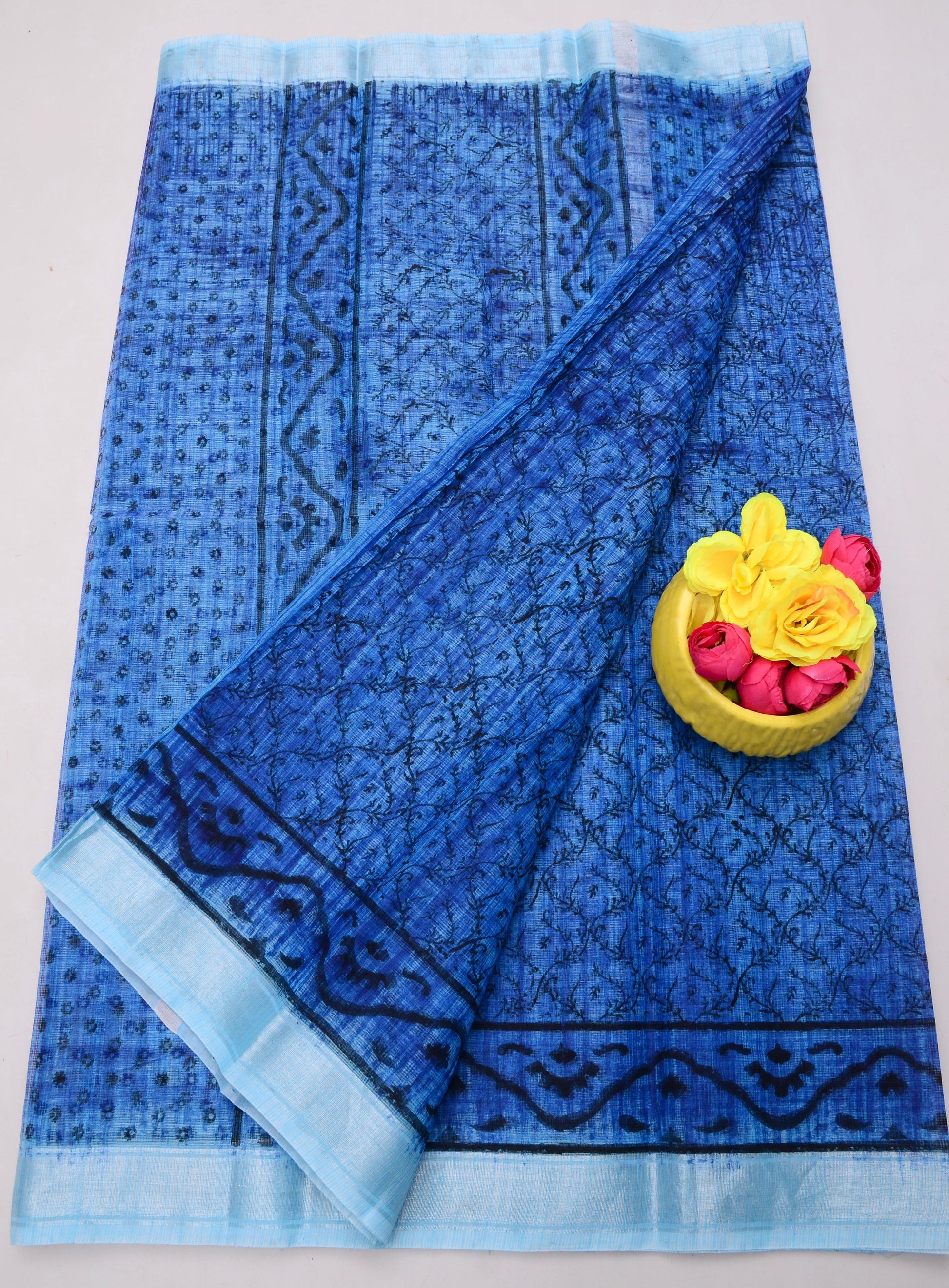 Kota Doria Hand Block Print Saree