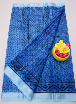 Kota Doria Hand Block Print Saree