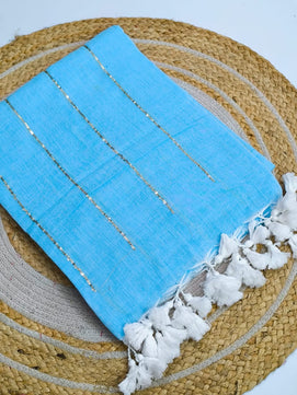 Pure Mulmul Cotton Sequin Chain Saree