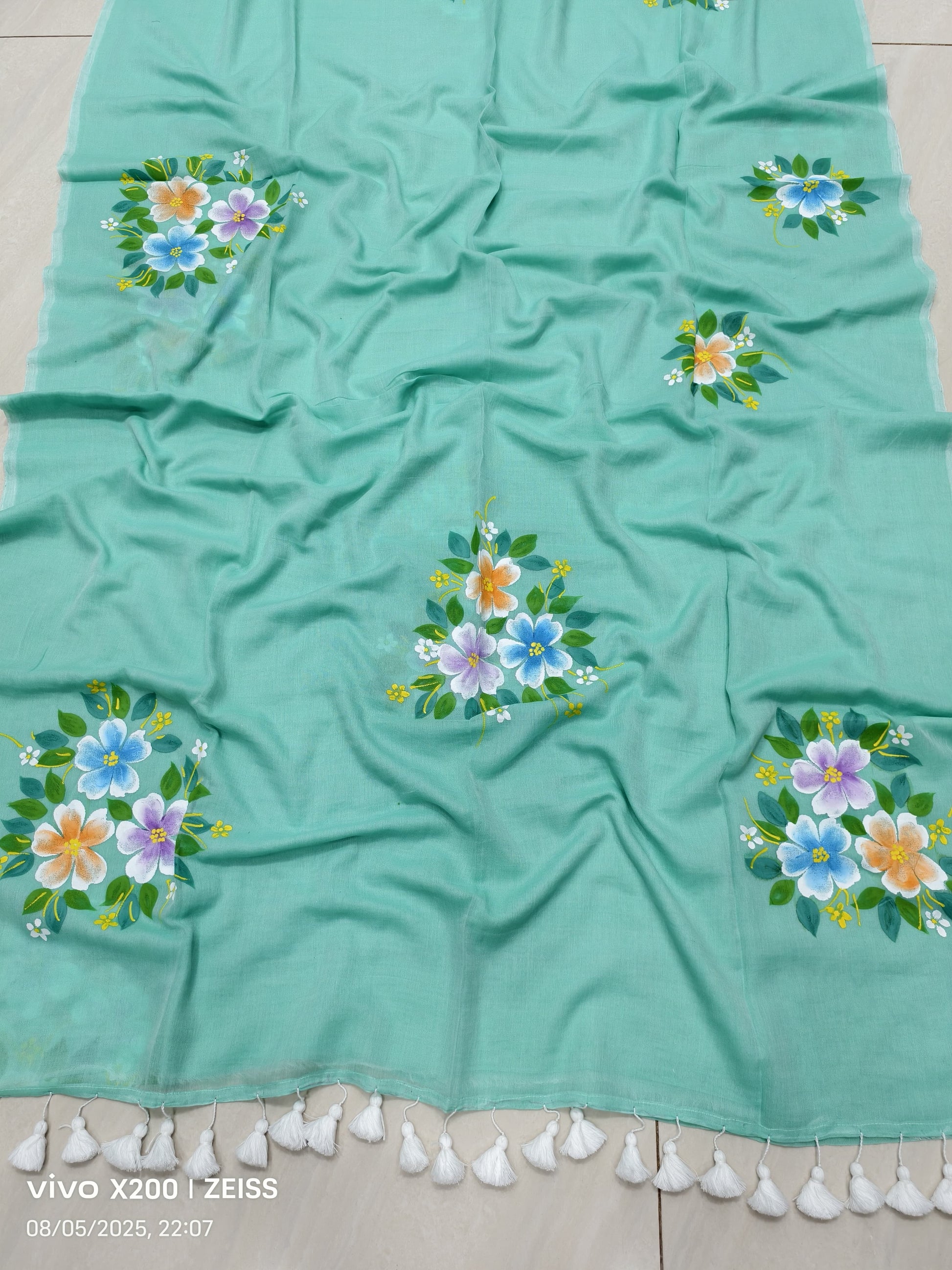 Mulmul Cotton Hand-Painted Saree