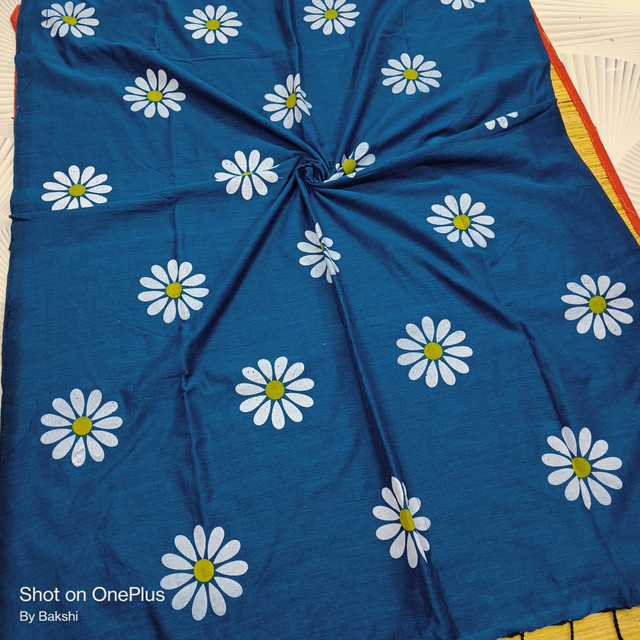 Sunflower Hand Print Saree