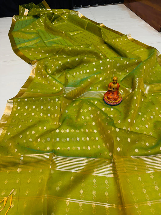 New Exclusive Organza Muslin Buti Saree