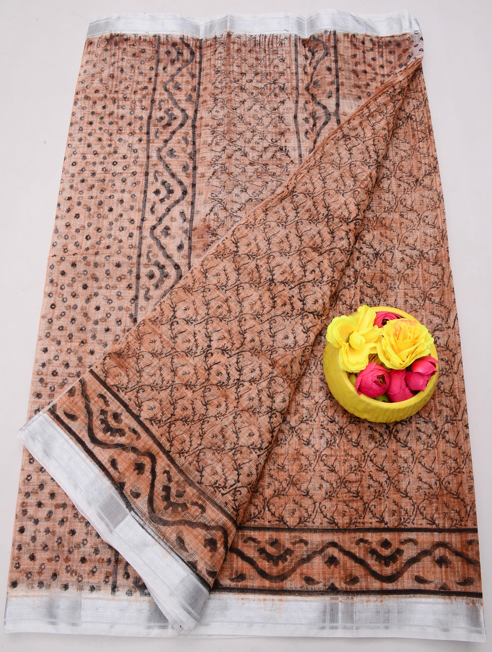 Kota Doria Hand Block Print Saree