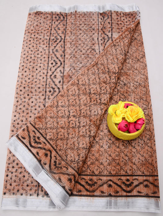 Kota Doria Hand Block Print Saree