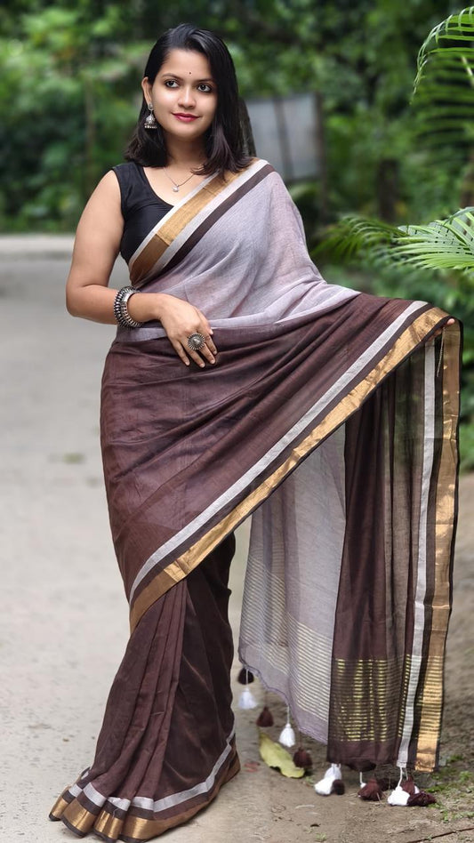 Mulmul Cotton Saree with Zari Border