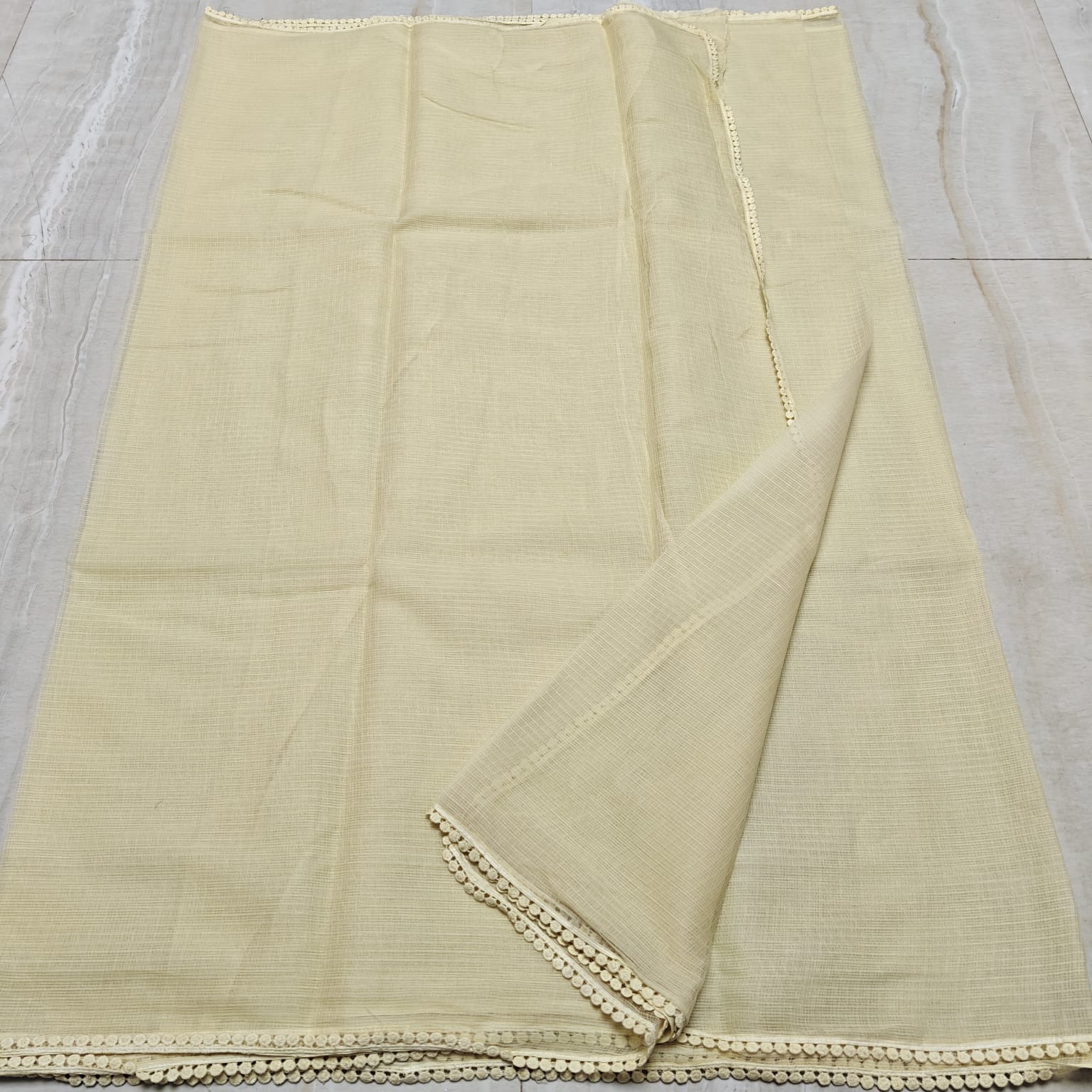 Kota Doria Saree with Crochet Lace
