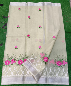 Kota Cotton Embroidery Work Saree