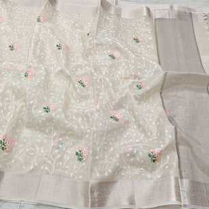 Tissue Kota Embroidery Work Saree
