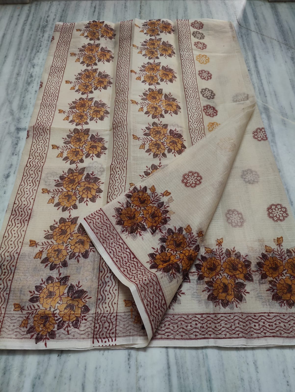 Kota Doria Hand Block Print Saree