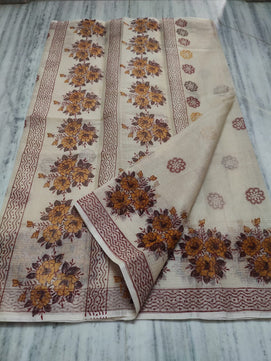 Kota Doria Hand Block Print Saree