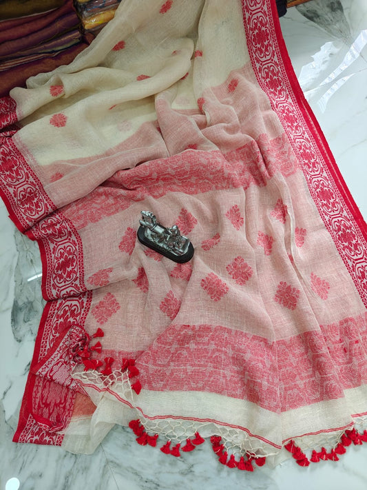 Pure Jamdani Linen Saree