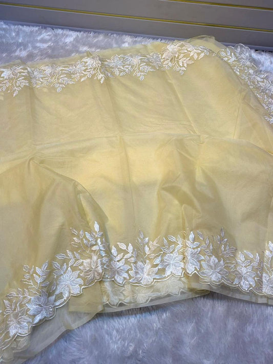 Kora Organza Embroidery Work Saree