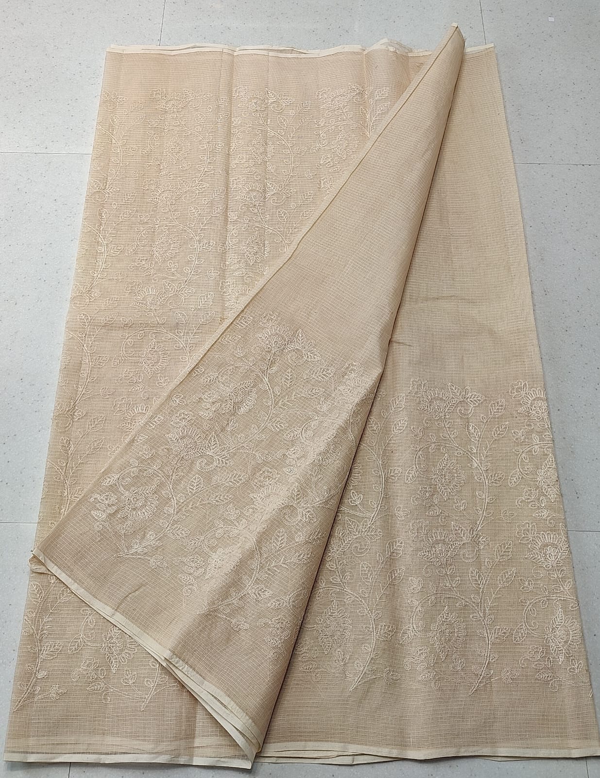 Kota Doria Pure Cotton Self Embroidery Saree