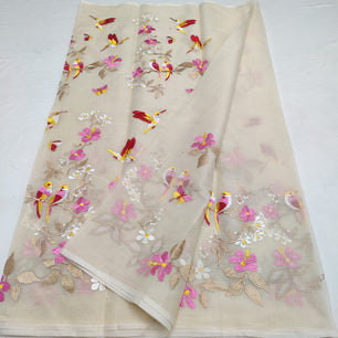 Kota Doria Resham Embroidery Work Saree