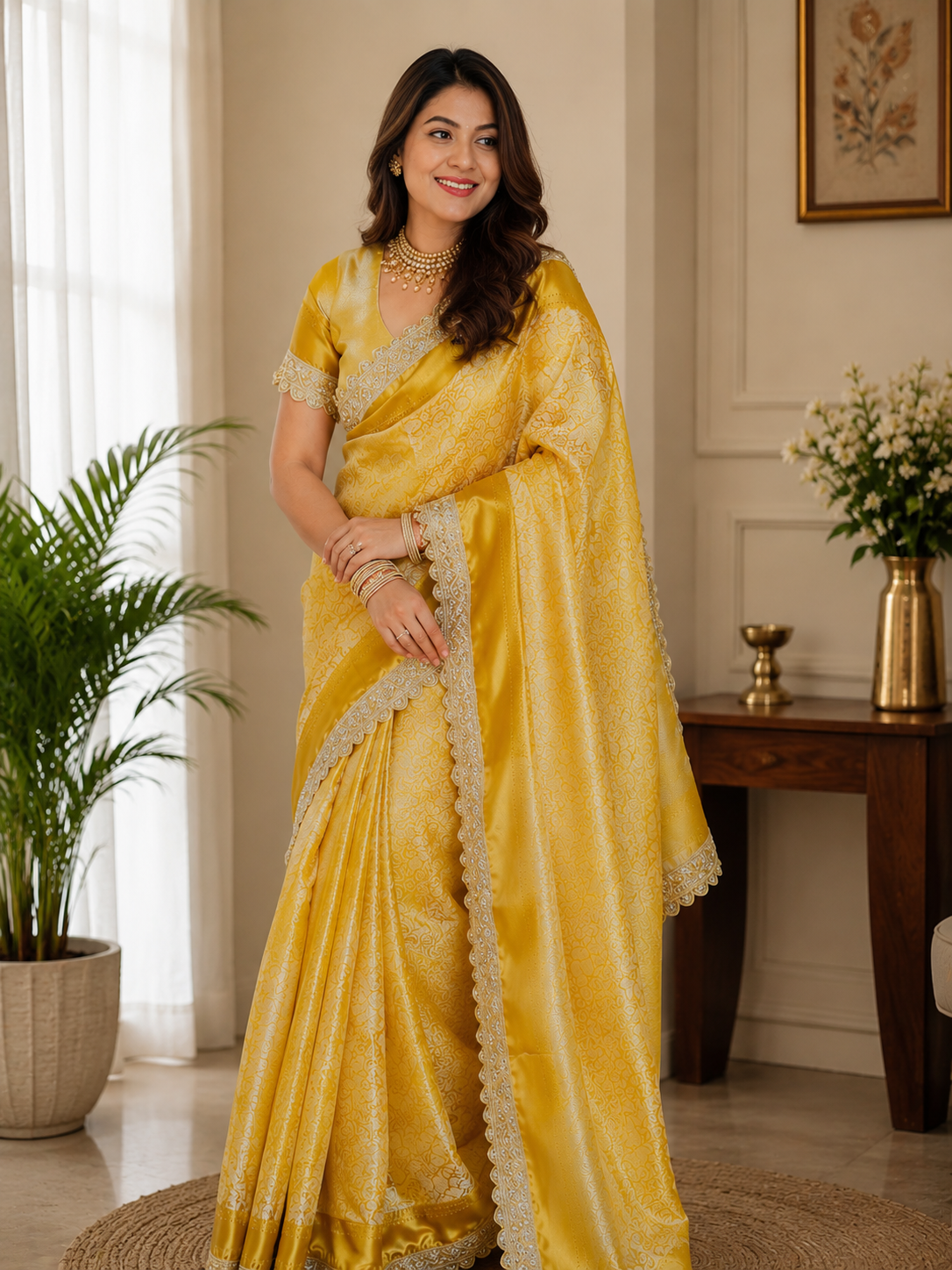 Kanjivaram Tissue Saree with Stone Lace Work