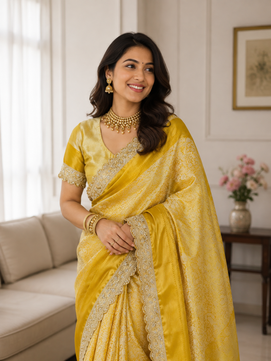 Kanjivaram Tissue Saree with Stone Lace Work