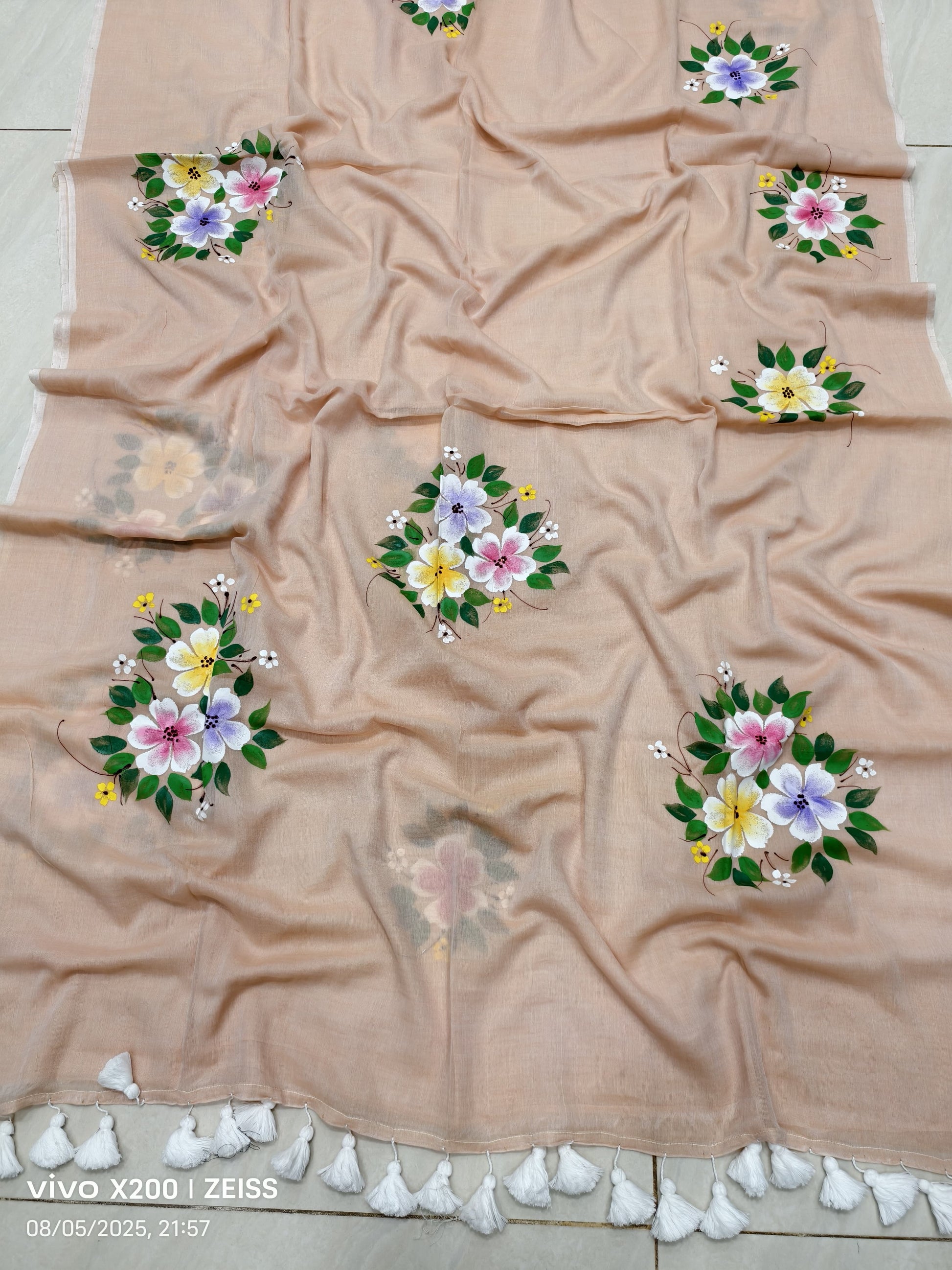 Mulmul Cotton Hand-Painted Saree