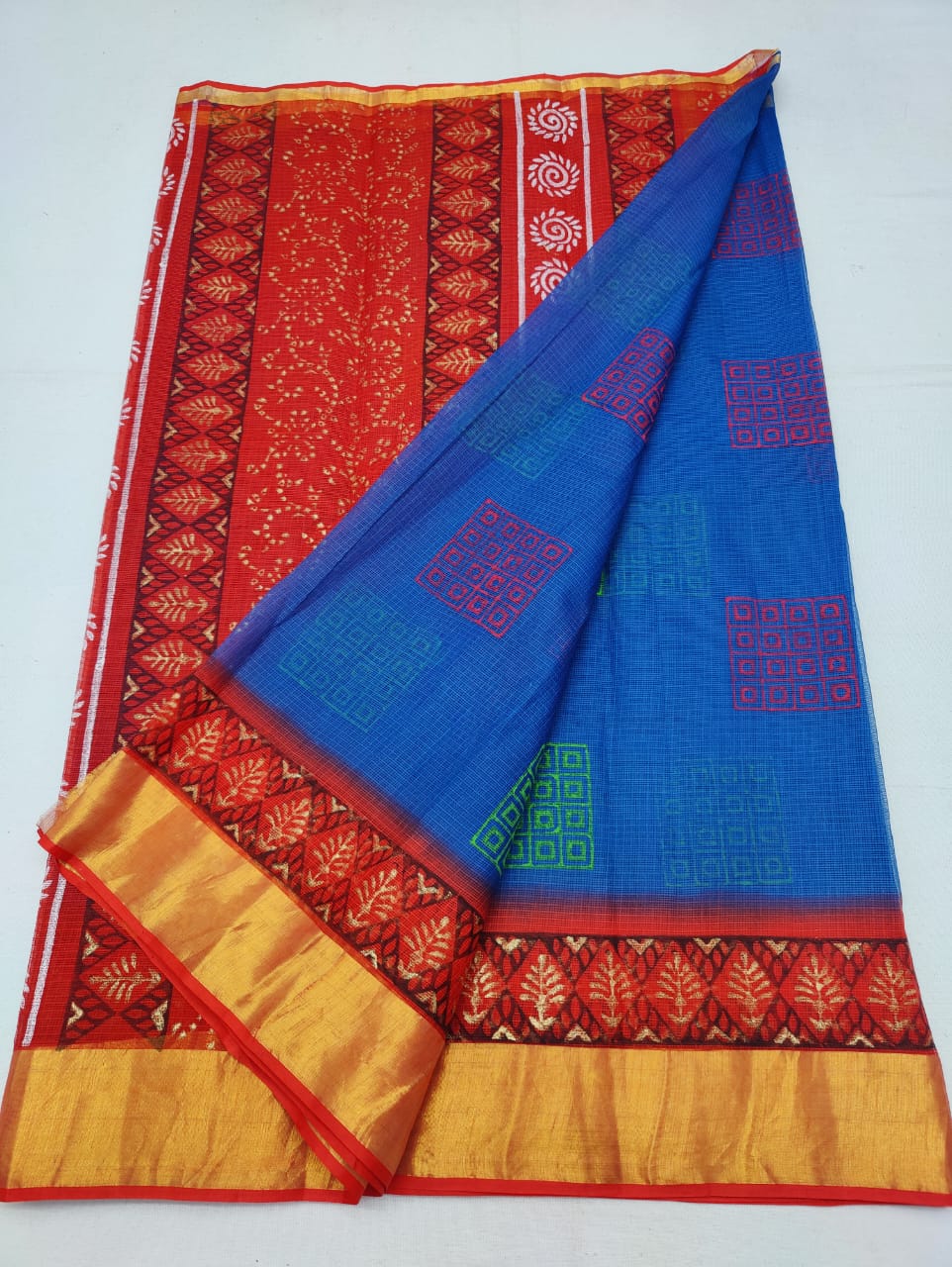 Kota Doria Hand Block Print Saree