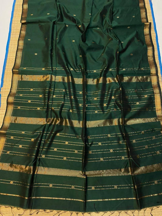 Maheshwari Cotton Silk Saree with Golden Zari Buta