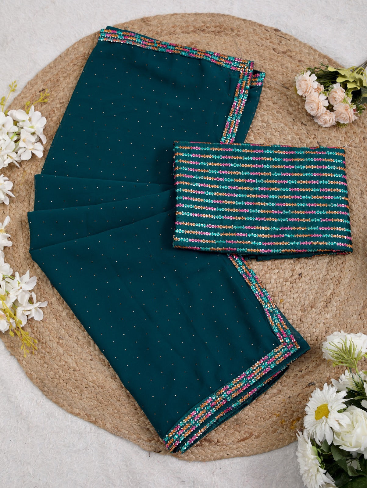 Georgette Saree with Embroidery Blouse
